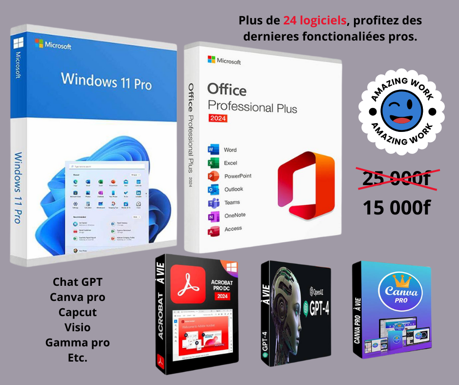 Logiciels professionnels disponibles